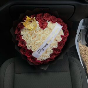 Royal Radiance Glittering Off-White & Red Roses Bouquet