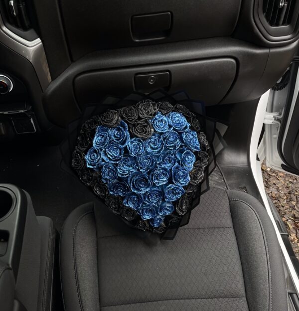 Midnight Elegance  Blue & Black Glitter Roses