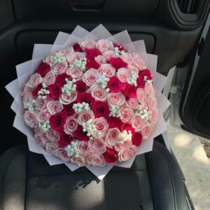 Blushing Beauty 75 Vibrant Pink & Soft Pink Roses with Baby's Breath